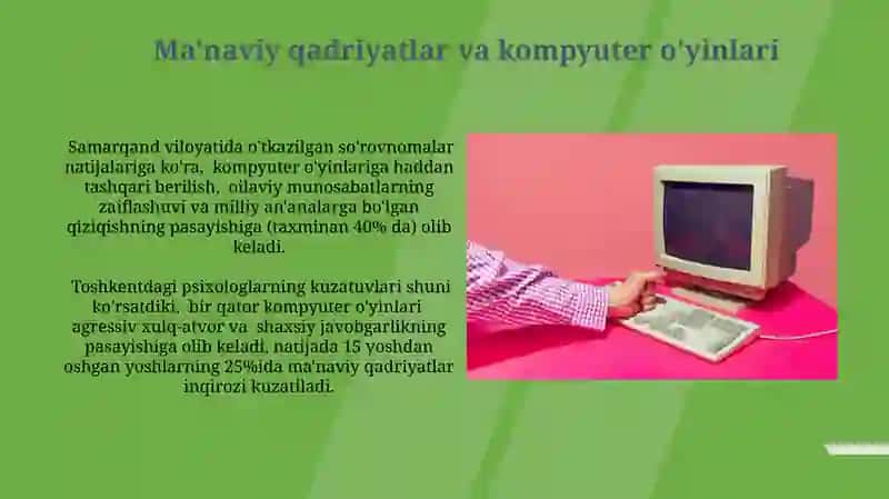 Kompyuter O'Yinlari va Mankurtlash Vositalari 3