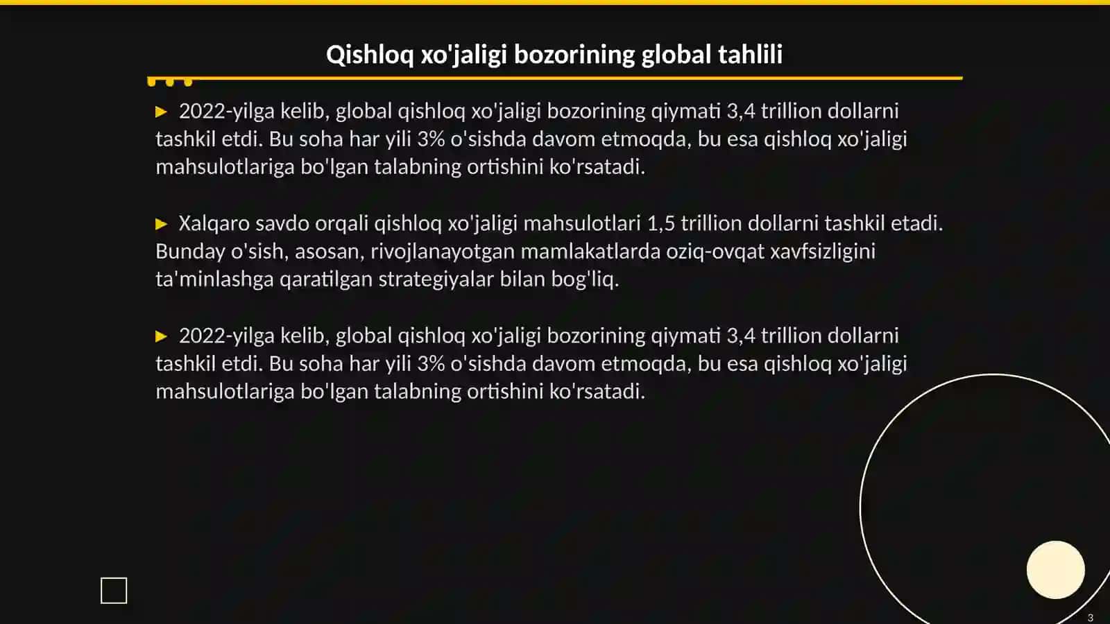 Xalqaro bozorga qishloq xo'jaligi va oziq-ovqat sohasi bo'yicha yo'naltirilgan marketing xizmatini yaratish 3