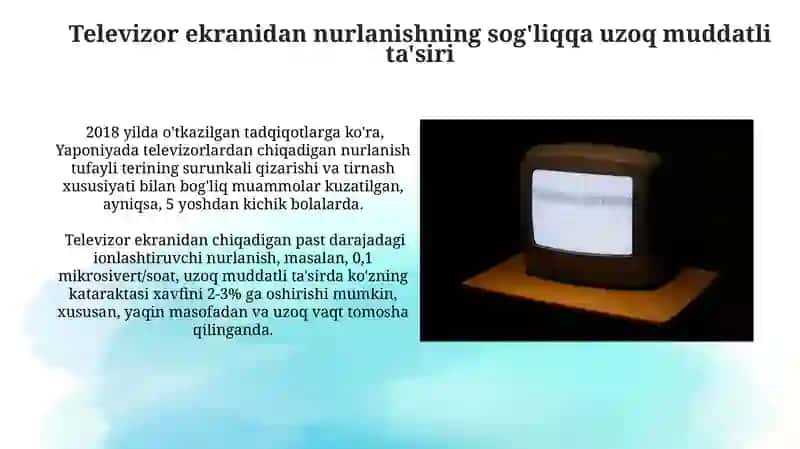 Televizor ekrani ta'sirida radiatsion nurlanish dozasi 3