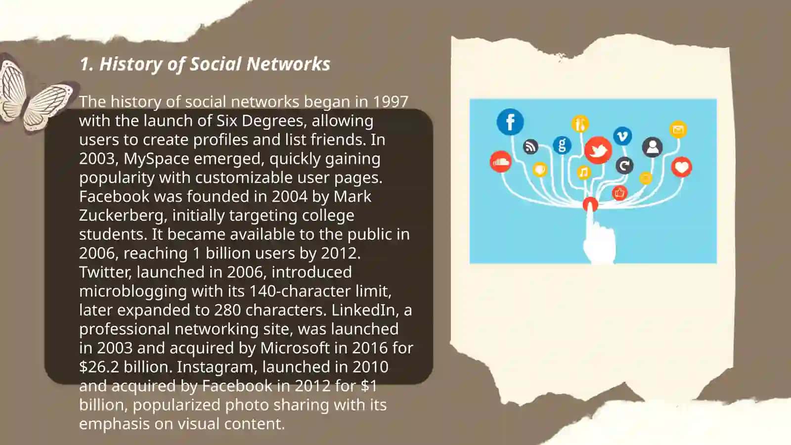 Plan: 1. History of Social Networks 2. Social Media Algorithms 3. Impact of Social Networks on Society 3