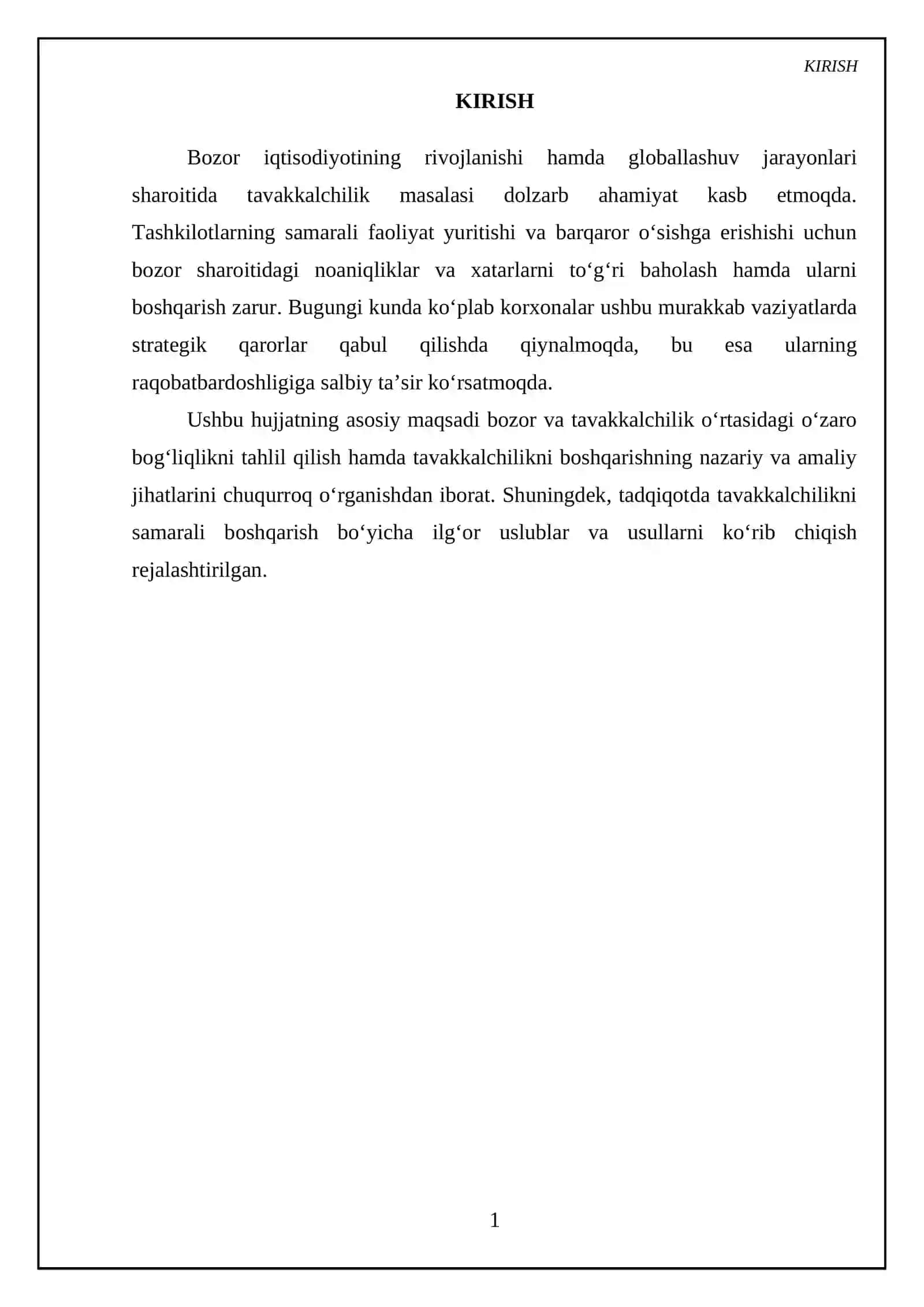 Bozor va tavakkalchilik 3