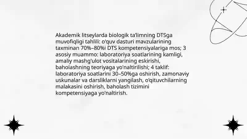 Biologik taʼlimning davlat taʼlim standartiga muvofiqligini tahlil qilish 3