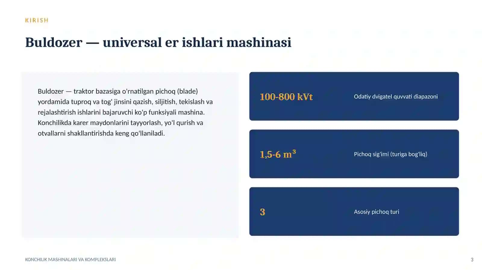 Buldozer ish bajaruvchi uskunasi: ishlash nazariyasi va parametrlari 3