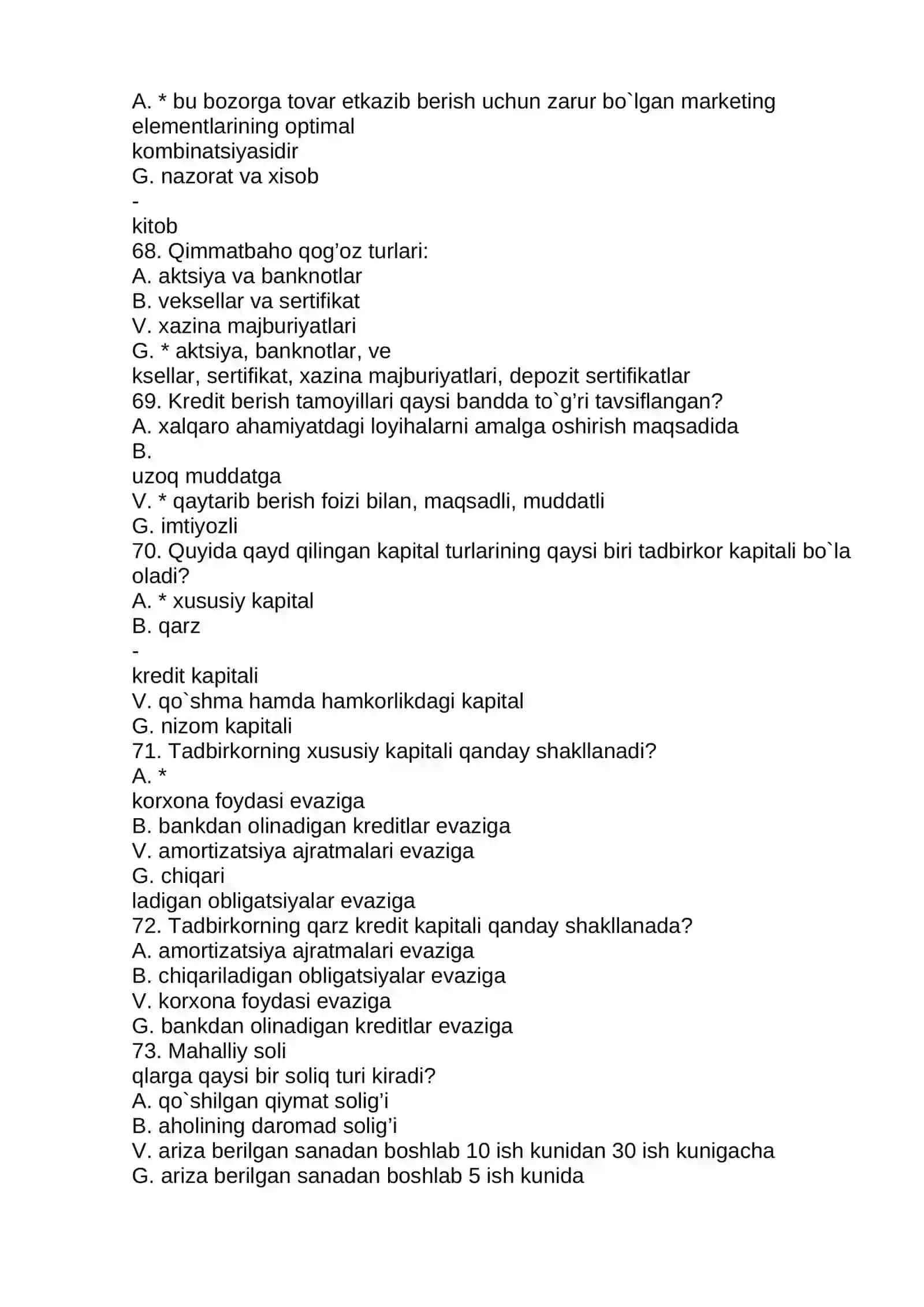 TEST SAVOLLARI 3