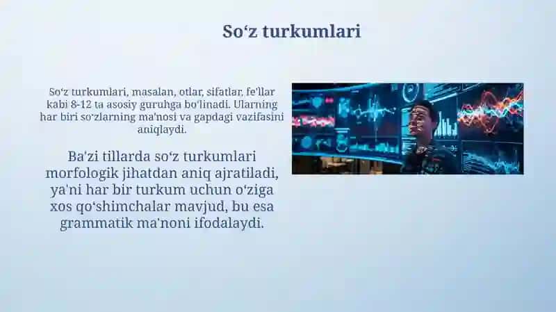 Tillarda so'z turkumlari. Tillarning sintetik va analitik tuzilishi 3
