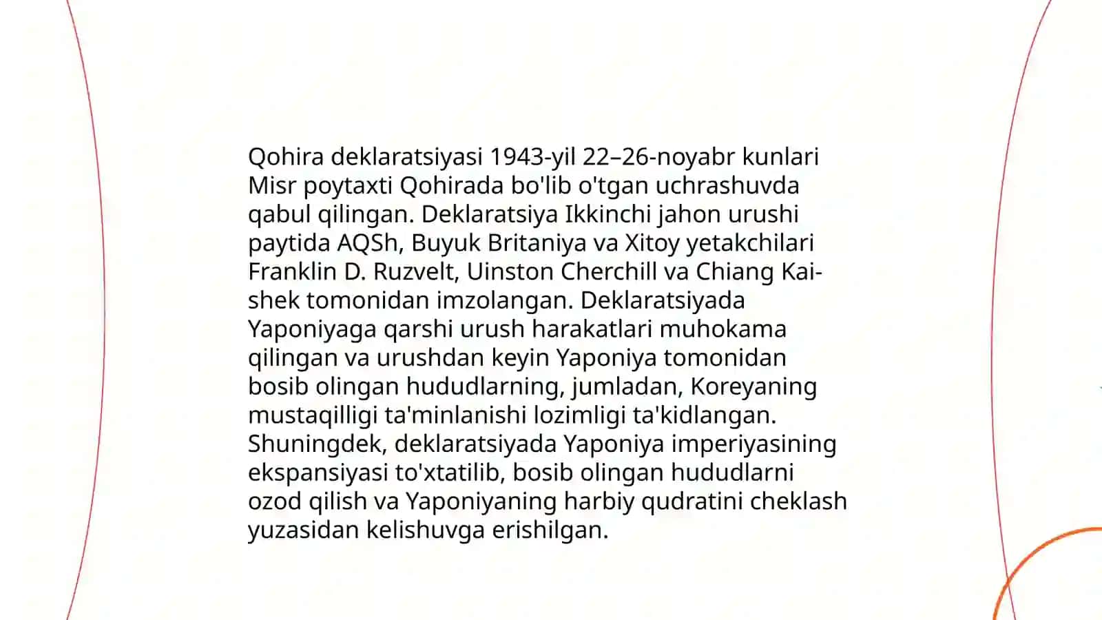 Qohira deklaratsiyasi tarixi va mazmuni borasida tahliliy maqola tayyorlash 3