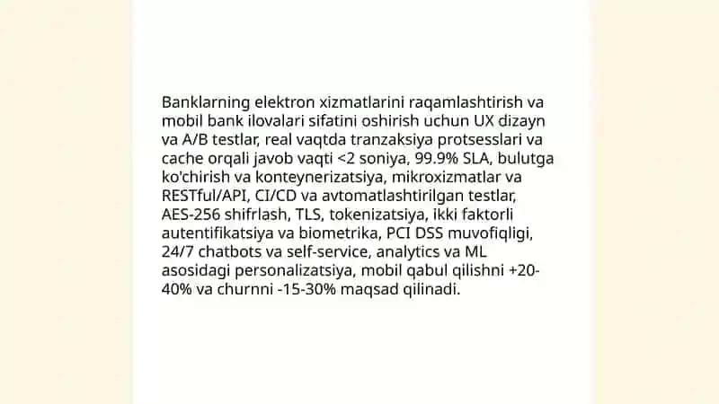 Bank biznesi xizmatlari va mahsulotlari sifatini oshirishga qaratilgan axborot texnologiyalari 3