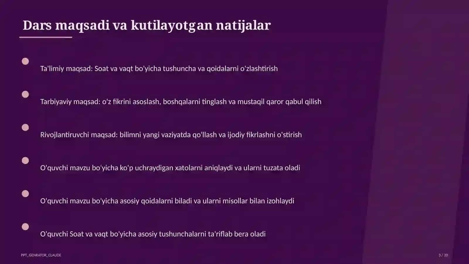 Soat va vaqt (1-sinf) 3