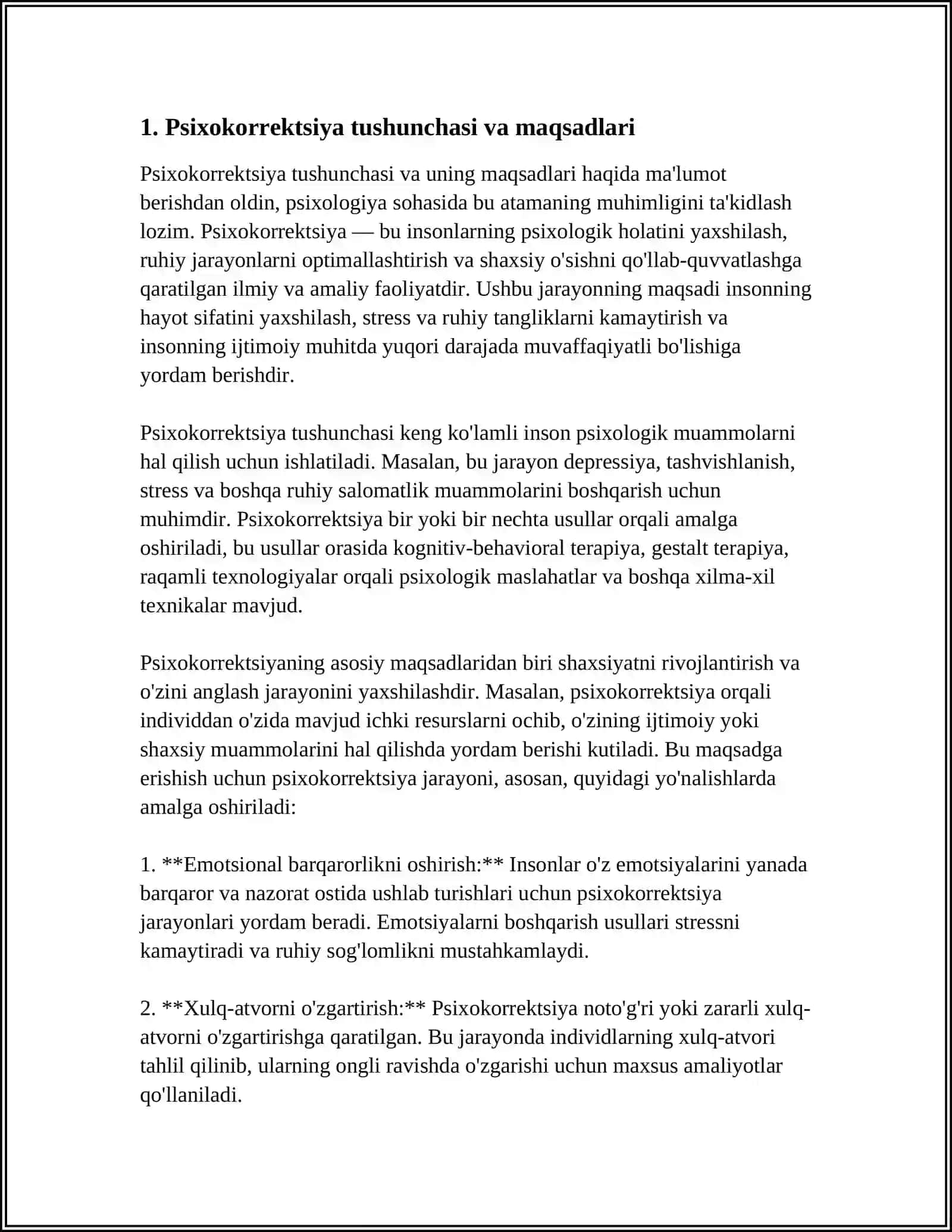 PSIXOKORREKSION ISHLARNI TASHKIL ETISH: TEXNIKALAR VA USLUBLAR 3