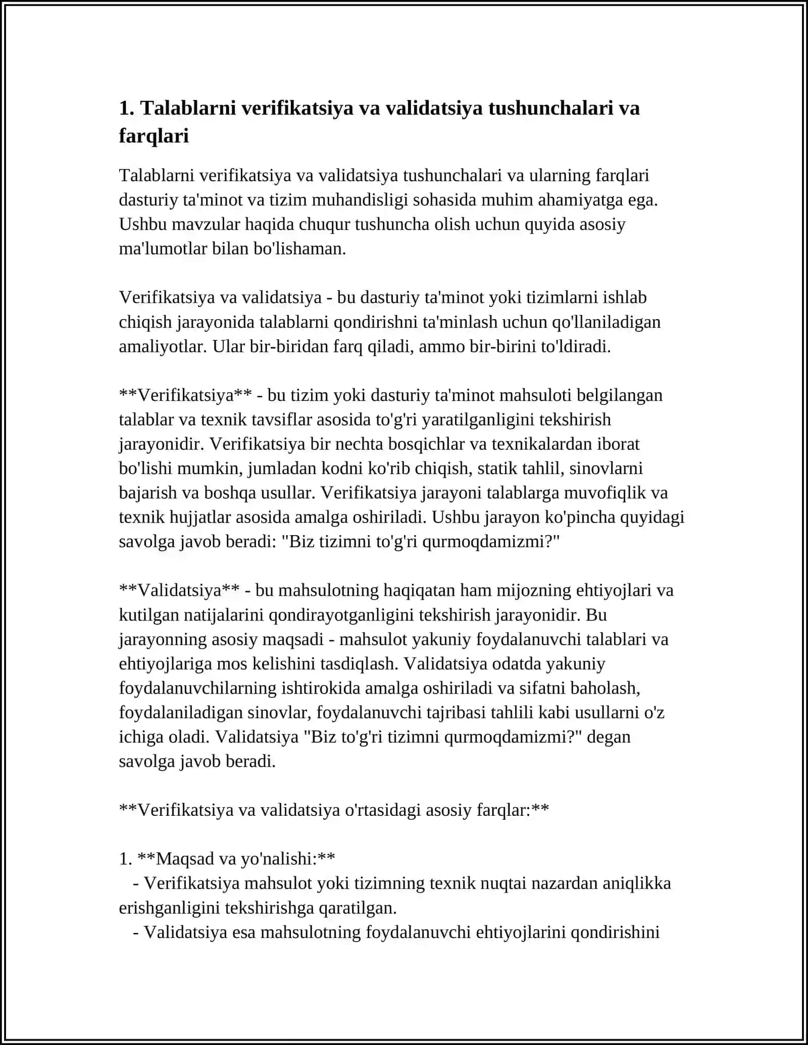 TALABLARNI VERIFIKATSIYA VA VOLIDATSIYA QILISH USULLARI 3