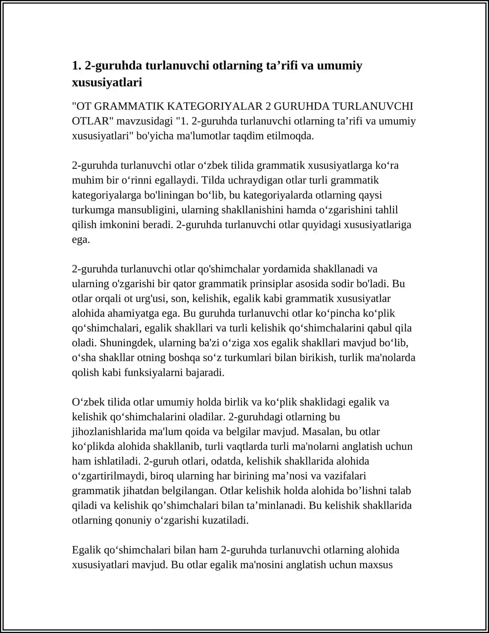 OT GRAMMATIK KATEGORIYALAR 2 GURUHDA TURLANUVCHI OTLAR 3