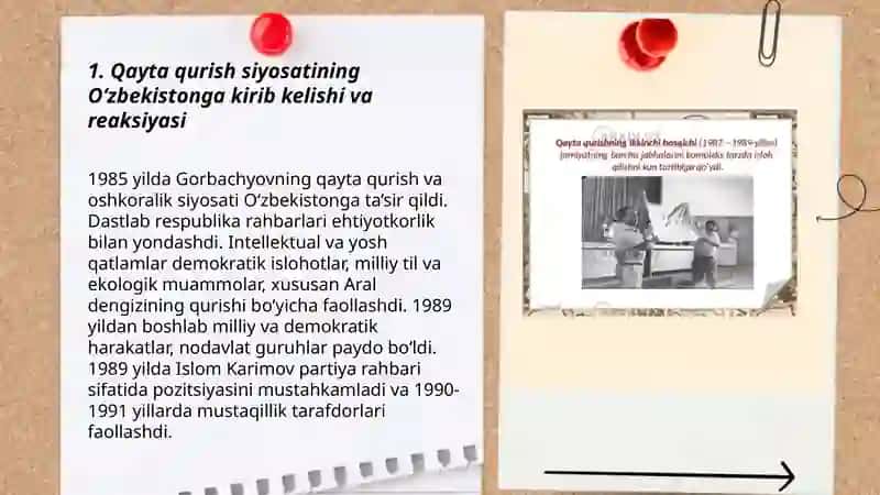 “Qayta qurish” yillarida O‘zbekistondagi ijtimoiy-siyosiy vaziyat 3