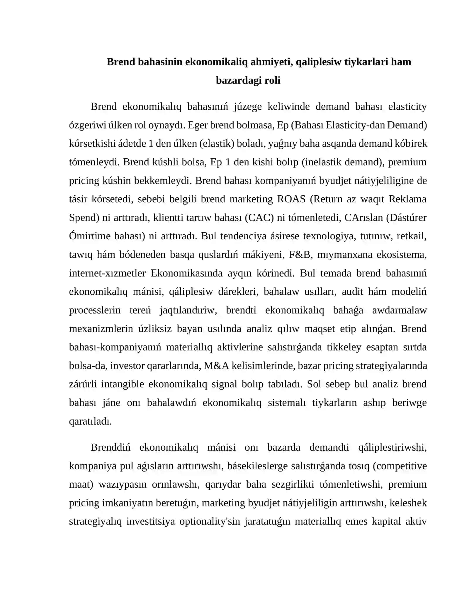 Brend bahasi (Brand Equity) ham oni bahalaw usillari 3