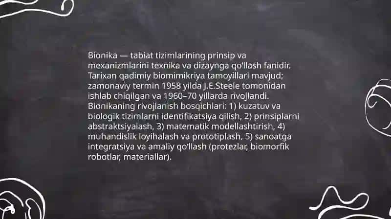 Bionika asoslari va uni inson hayotidagi o'rni 3
