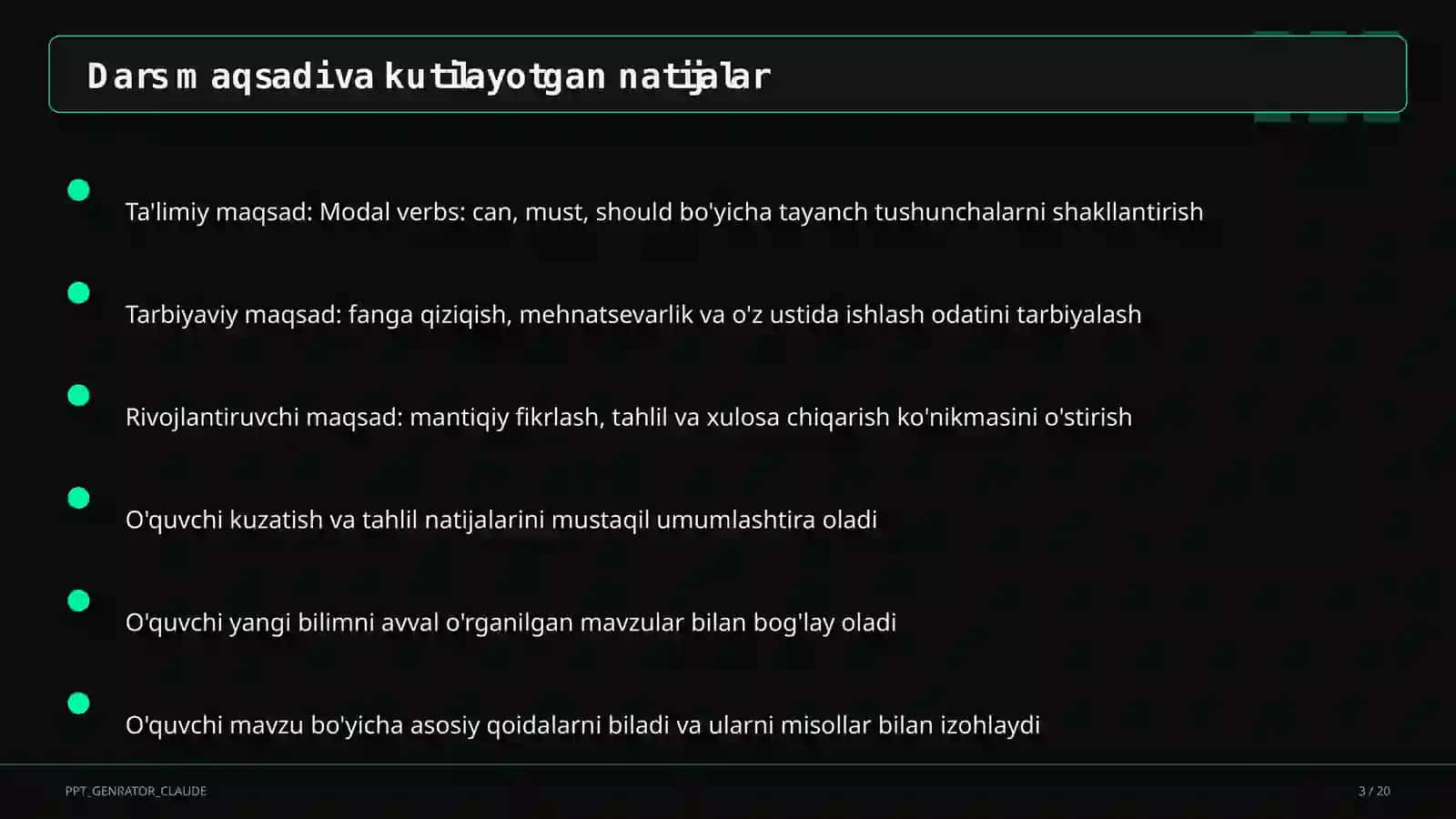 Modal verbs: can, must, should (7-sinf) 3