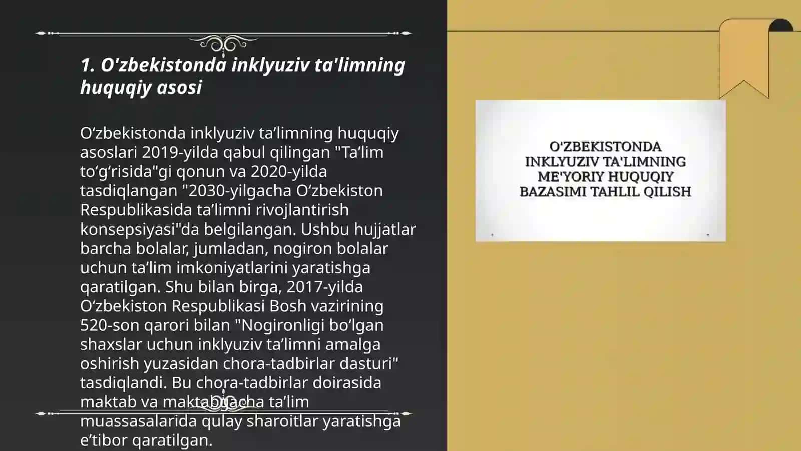 O'zbekistonda inklyuziv ta'limning me'yoriy-huquqiy bazasini tahlil qilish 3