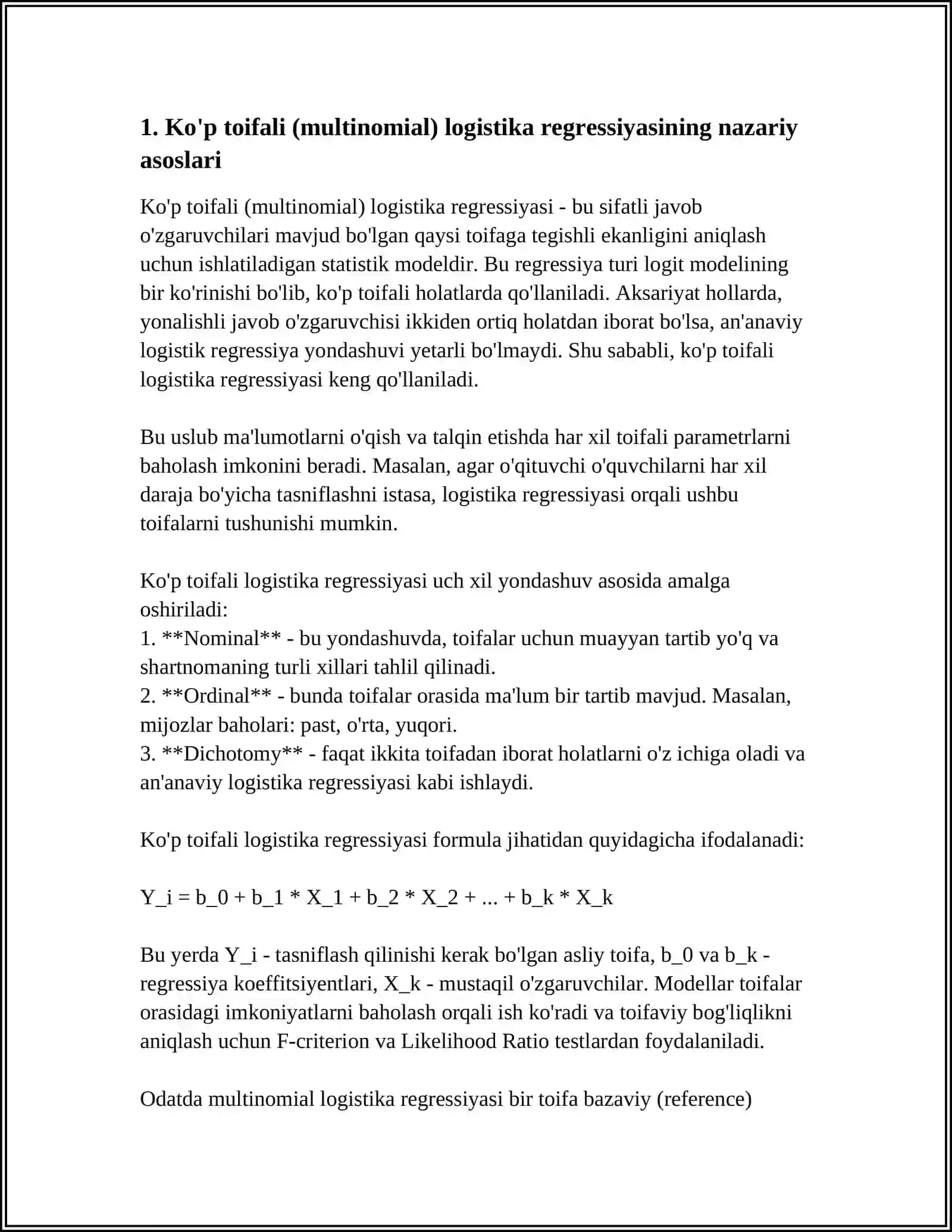 MULLINOMINAL LOGISTIK REGRESSIYA VA MODELLARNI SHARHLASH (INTERPRETING) 3