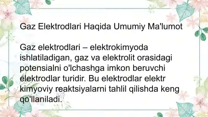 Gaz Elektrodlari Haqida Umumiy Ma'lumot 3