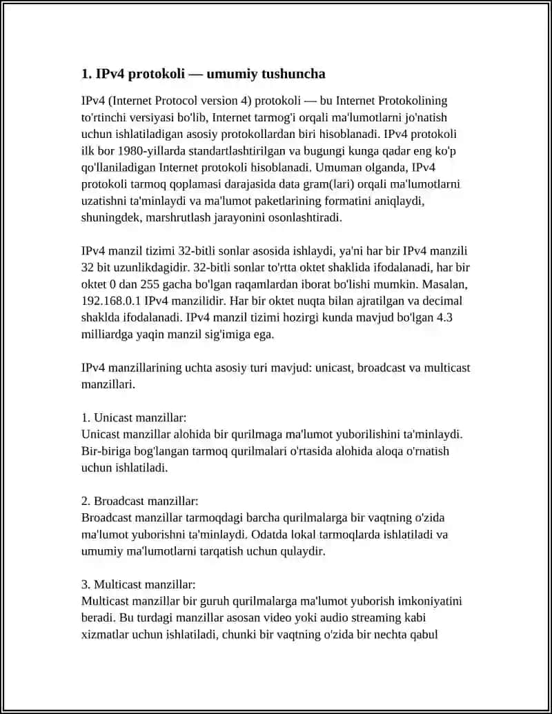 IPV4 PROTOKOLI, MANZIL TURLARI 3