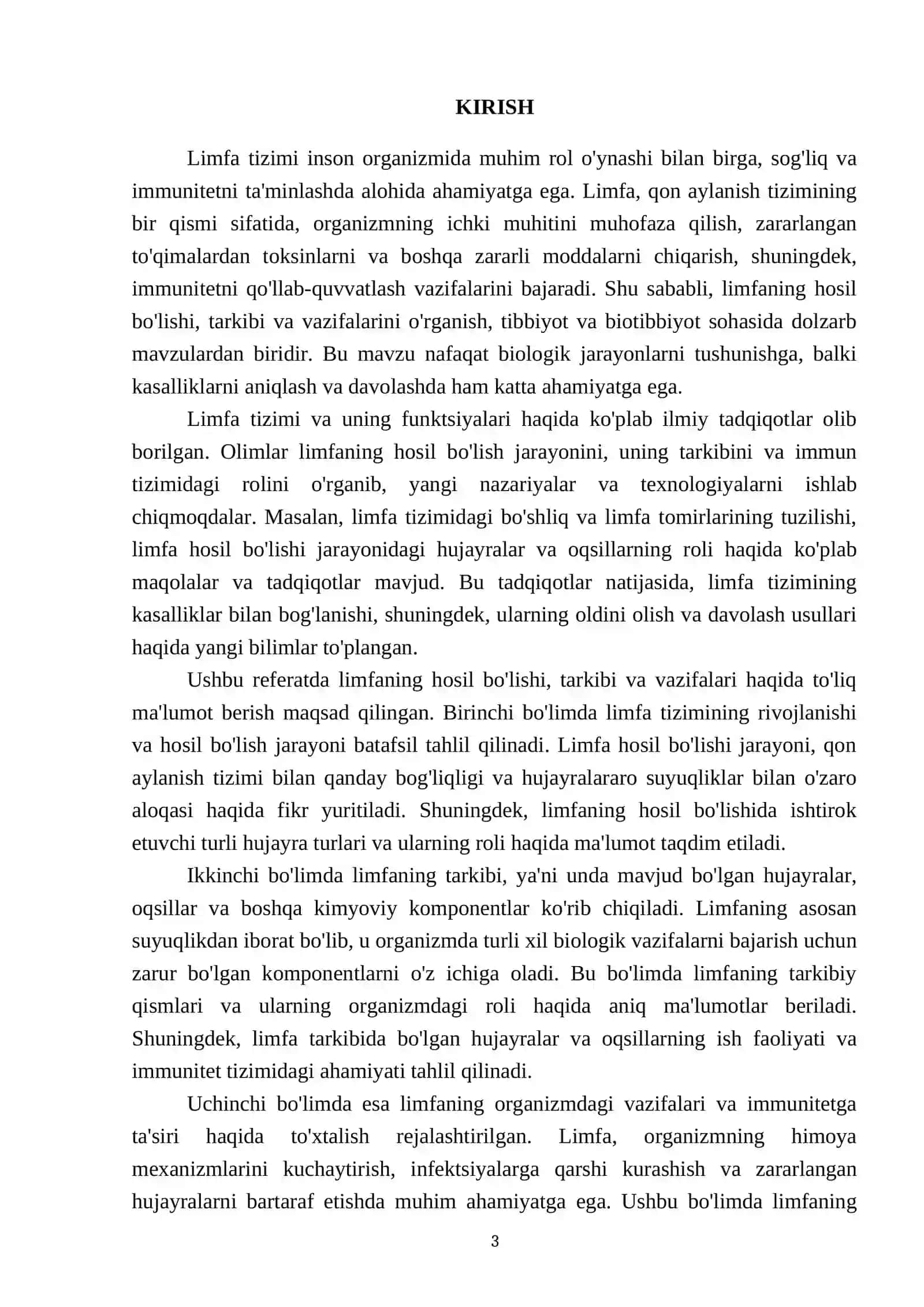 Limfaning hosil bo'lishi, tarkibi va vazifalari 3