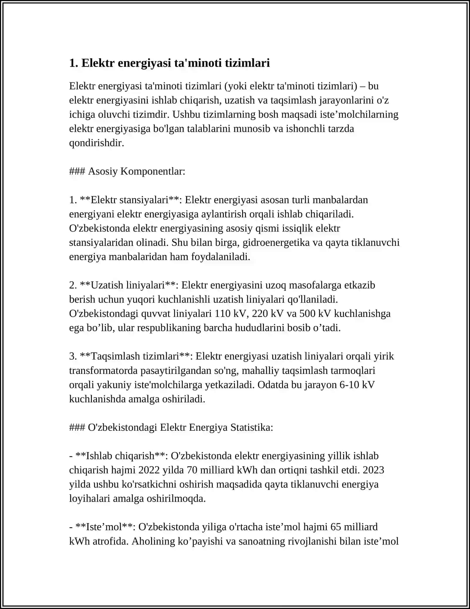 Elektr energiyasi ta'minoti tizimlari 3