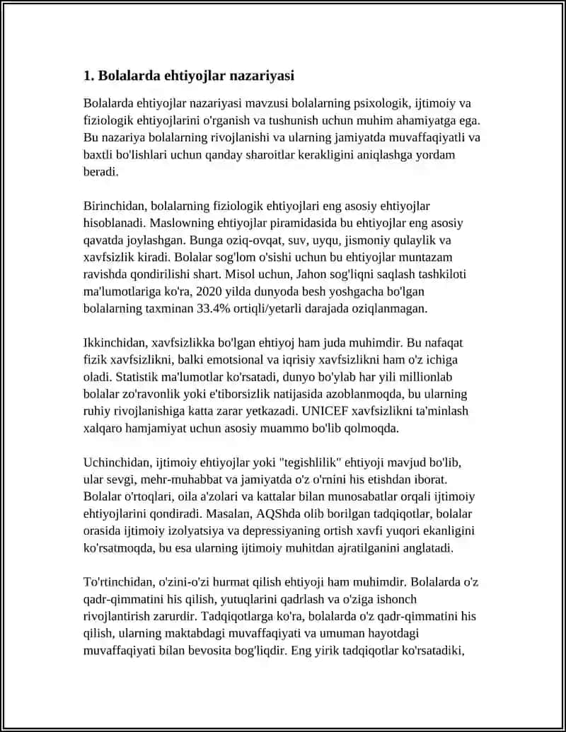 Bolalarda ehtiyojdan qoniqish darajasi va uning yuzaga keltiruvchi omillar 3