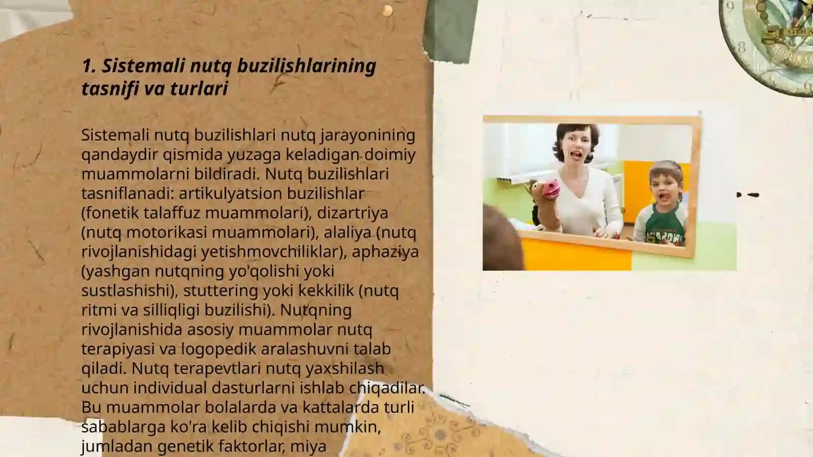 Sistemali nutq buzilishlari bo'lgan bolalarning psixologik xususiyatlari (bilish jarayonlari, xissiy-irodaviy soxasi, shaxslararo munosabati, faoliyati), ularni tekshirish va korreksiyalash 3