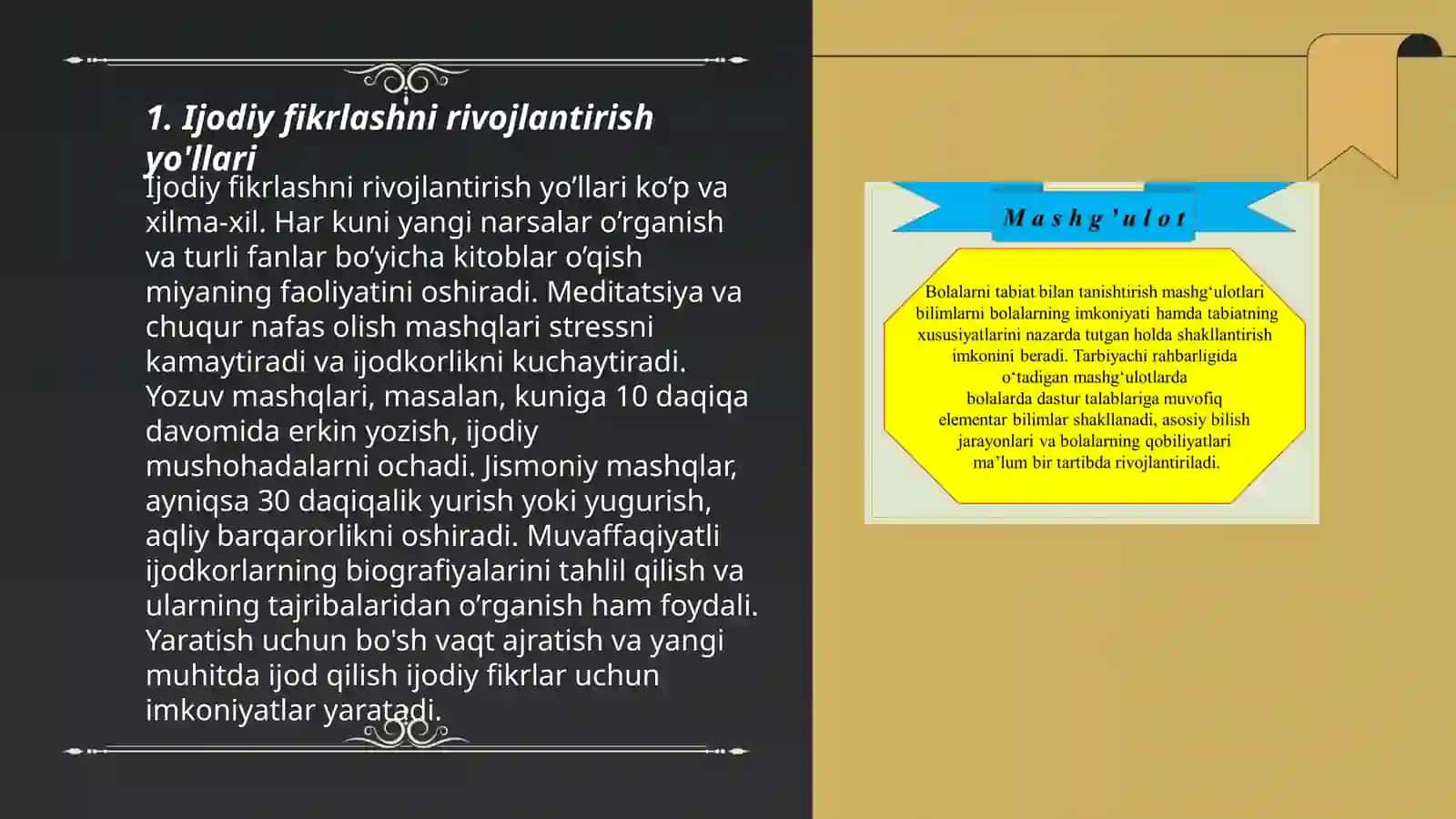 Sahnalashtirish faoliyatini jarayonida ijodkorlikni rivojlantirish metotlari 3