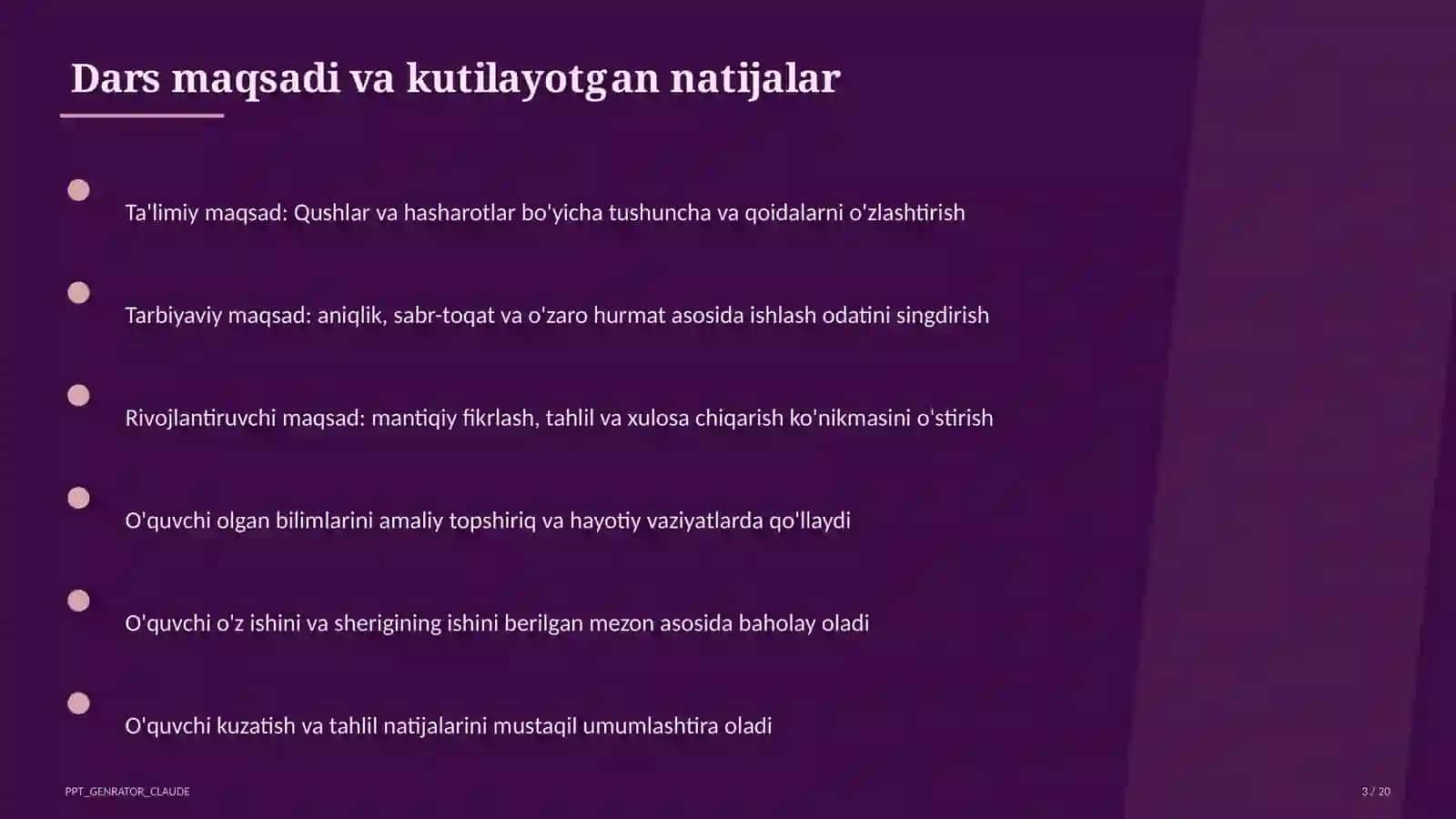 Qushlar va hasharotlar (2-sinf) 3