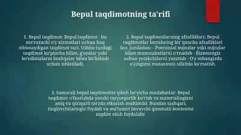 Bepul Taqdimotlar 3