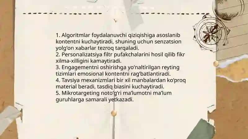 Mediasavodxonlik va Axborot Madaniyati fanidan tayyorlagan taqdimot ishi 3