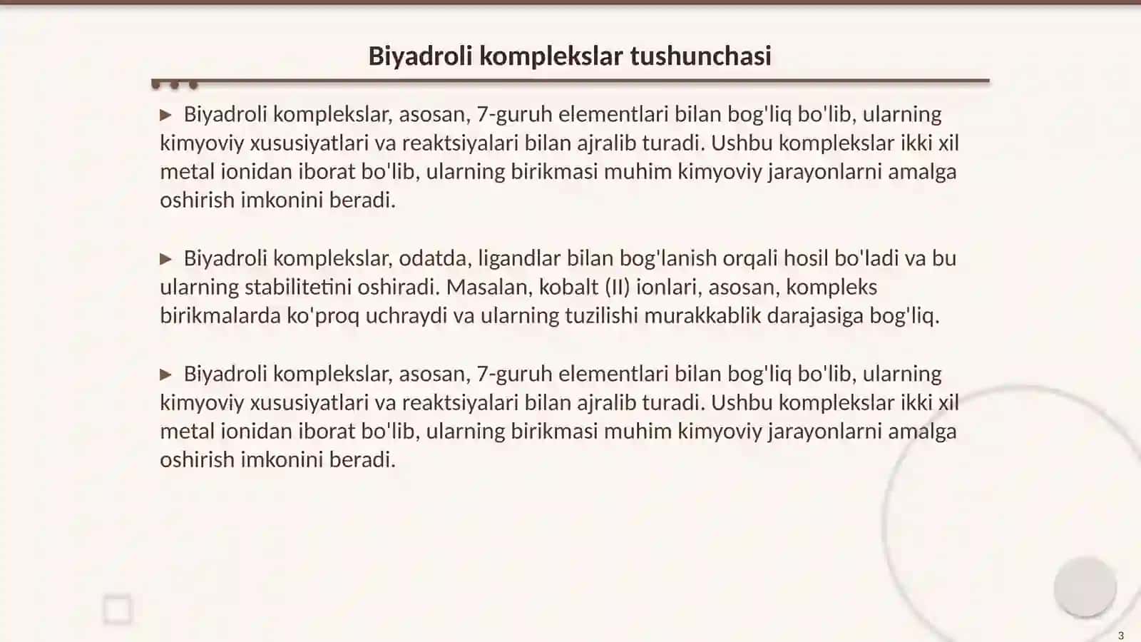 7-guruh elimentlarining biyadroli komplekis birikmalari 3