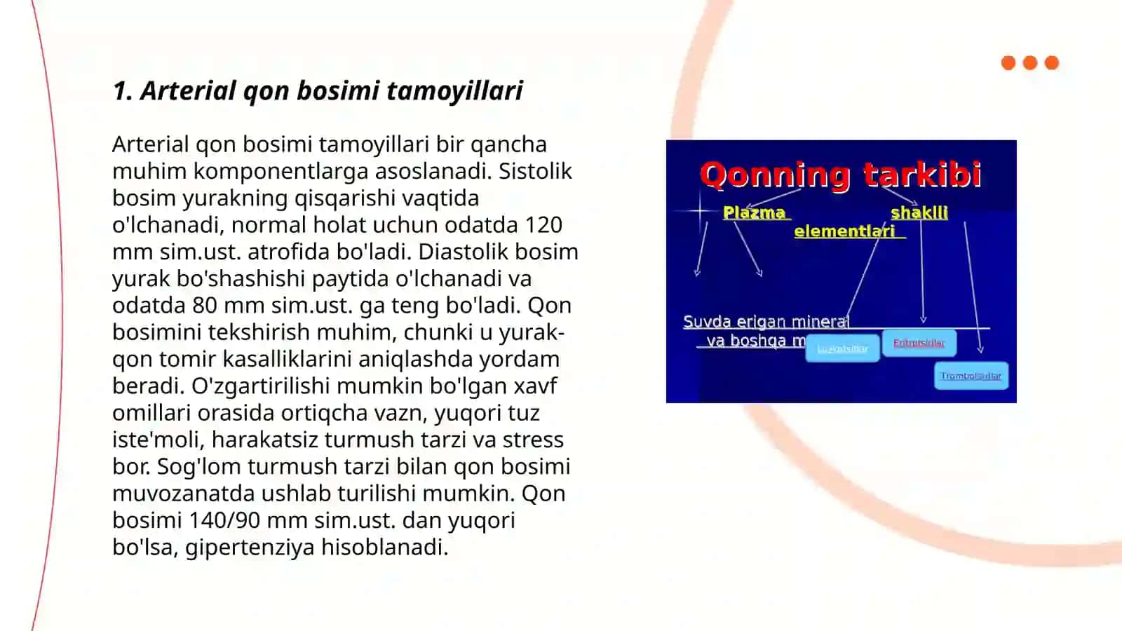 Arterial qon bosimi. Mikrotsirkulyasiya tizimi. Qon tomirlar tonusini boshqarilishi 3