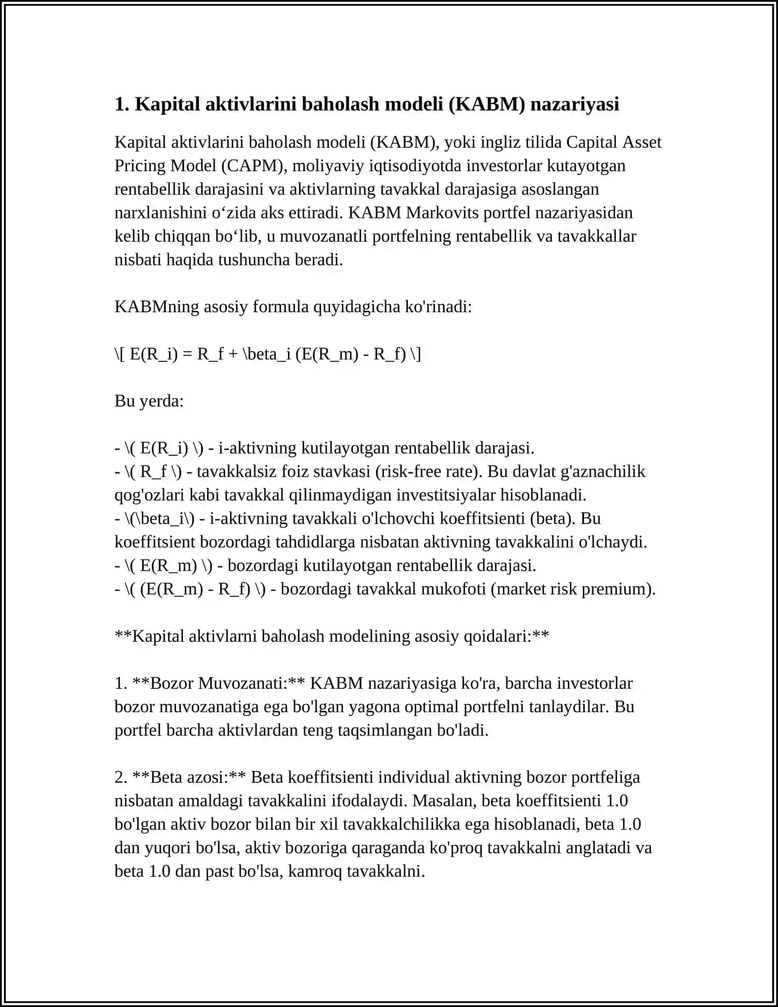 KAPITAL AKTIVLARINI BAHOLASH MODELI 3