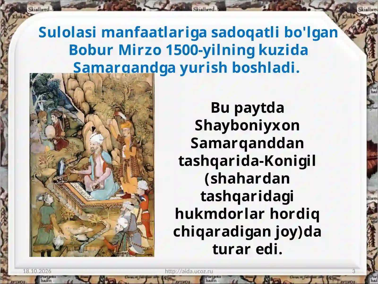8-sinf O'zbekiston tarixi fanidarsligi asosida 4-mavzu 3