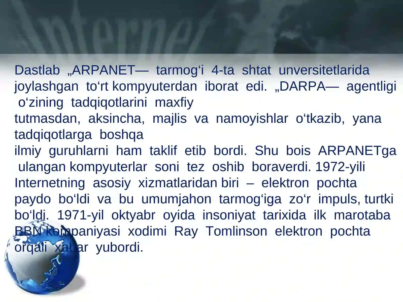 Internet texnologiyalari va uning ta’limdagi o`rni. Internet qidiruv tizimlaridan foydalanish. 3