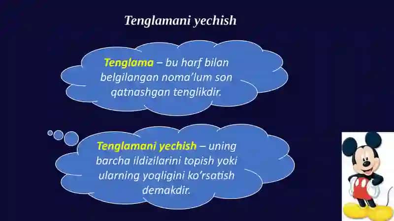 Tenglamalarmavzusini o'qitish metodikasi 3