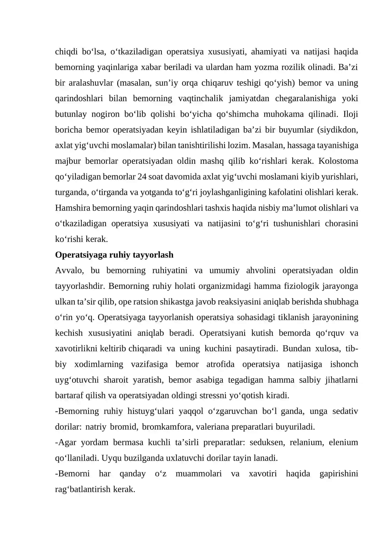Operatsiyadan oldingi va operatsiyadan keyingi davr 3