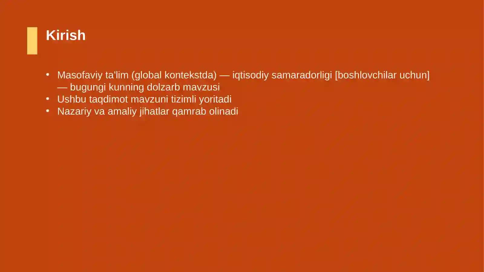 Masofaviy ta'lim (global kontekstda) — iqtisodiy samaradorligi [boshlovchilar uchun] 3