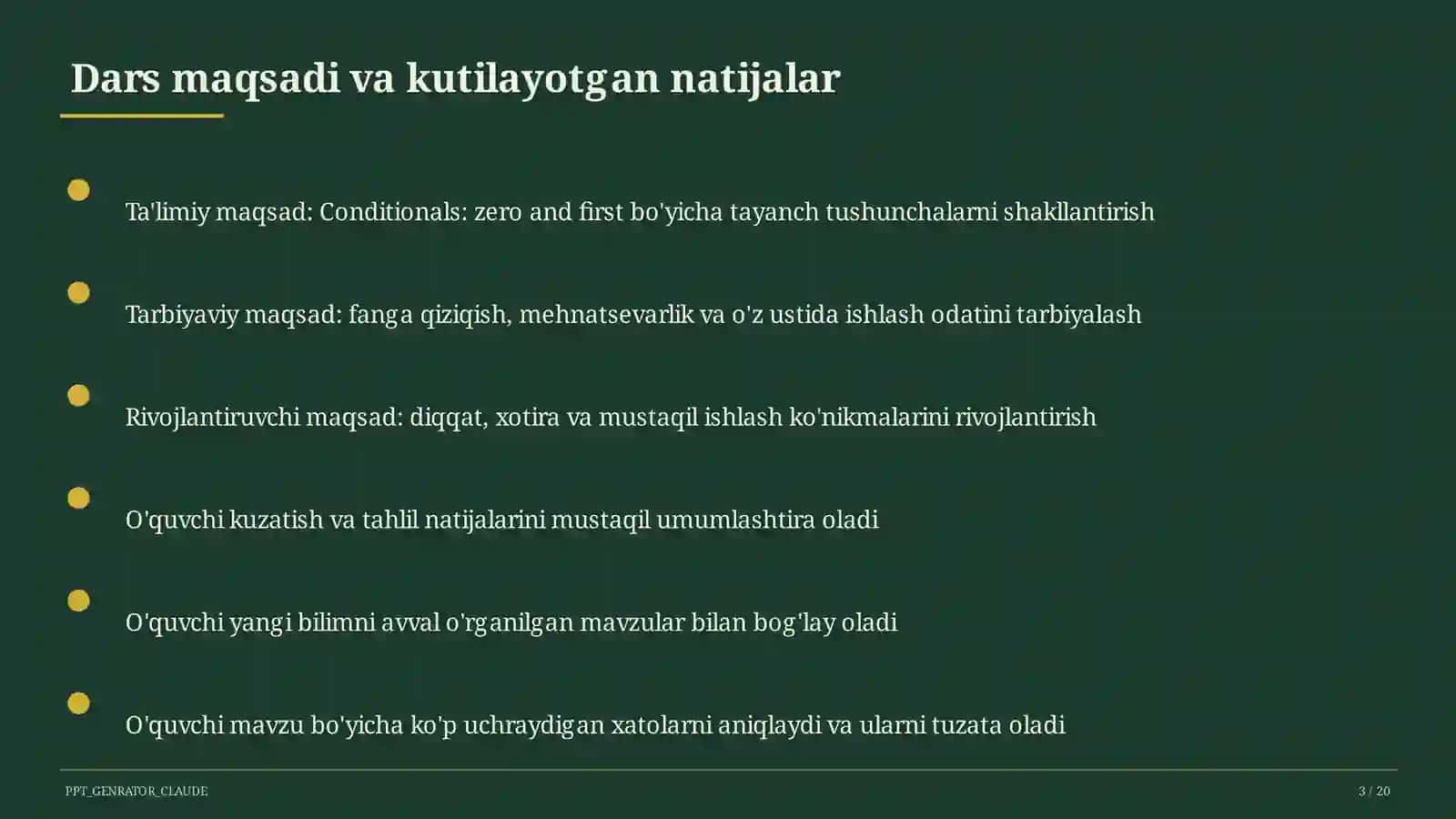 Conditionals: zero and first (8-sinf) Ingliz tili (1– 11) 3