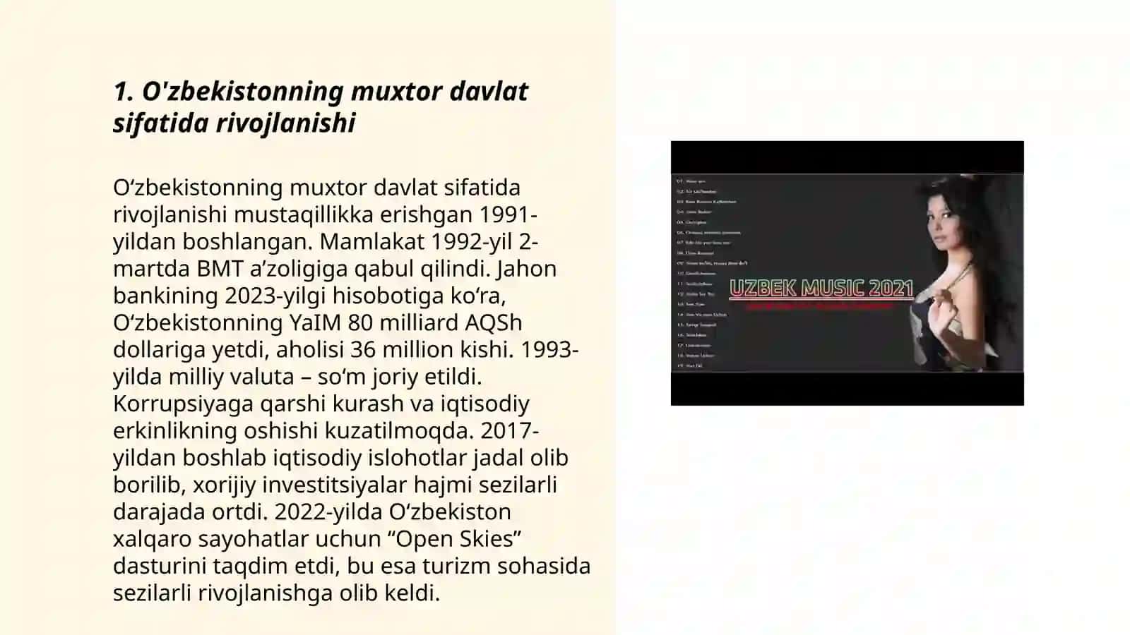 O'zbekistoning O'ziga Xos Istiqlol va Taraqqiyot Yoli 3