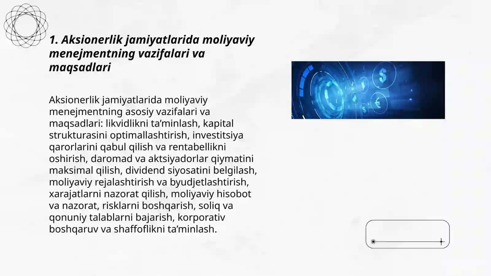 Aksionerlik jamiyatlarida moliyaviy menejment xizmatlarini tashkil qilish xususiyatlari 3