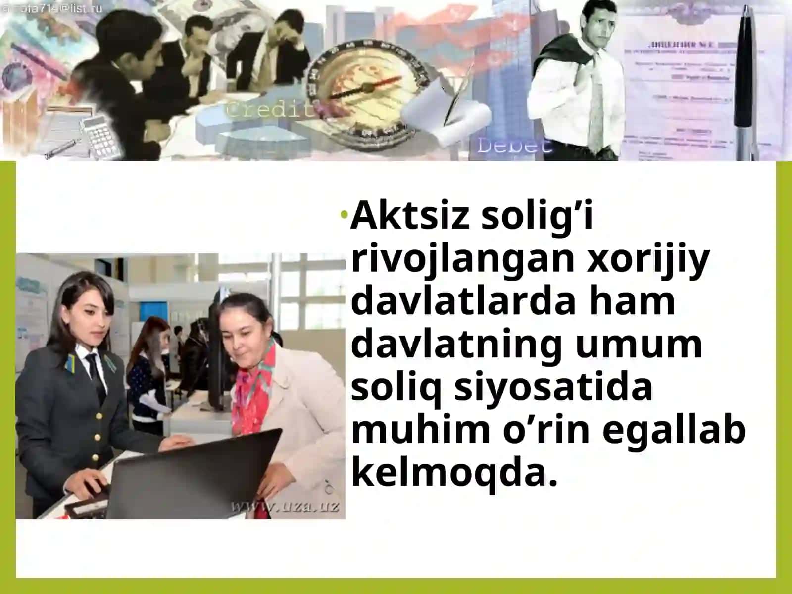 AKSIZ SOLIG`I TO`LOVCHILARI TARKIBI VA SOLIQ SOLISH OB'EKTI 3