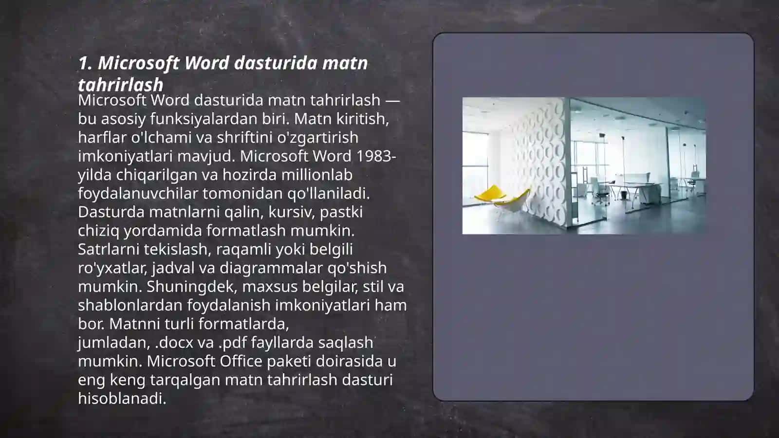 Microsoft Word dasturida matn tahrirlash 3