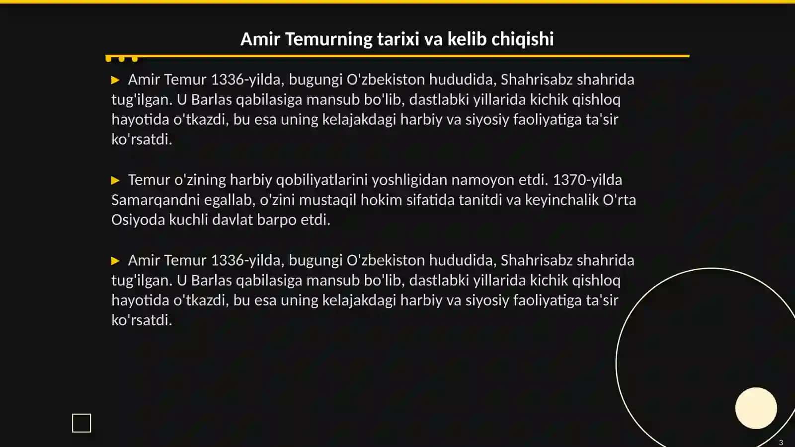 Amir Temur buyuk davlat arbobi mavzusidan 3