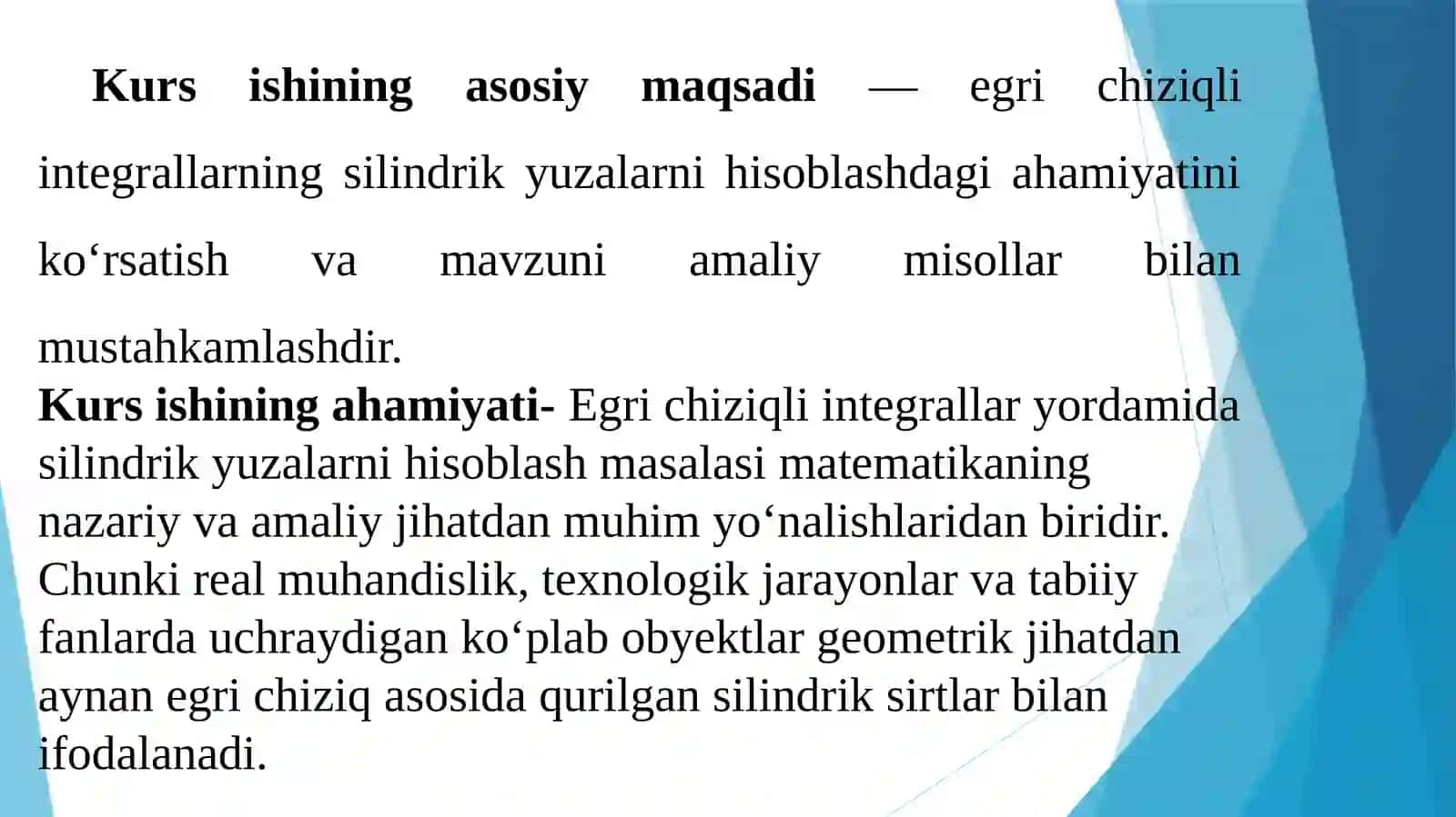 Egri chiziqli integralning silindriksirtlarning yuzini hisoblashga qo‘llanishi 3