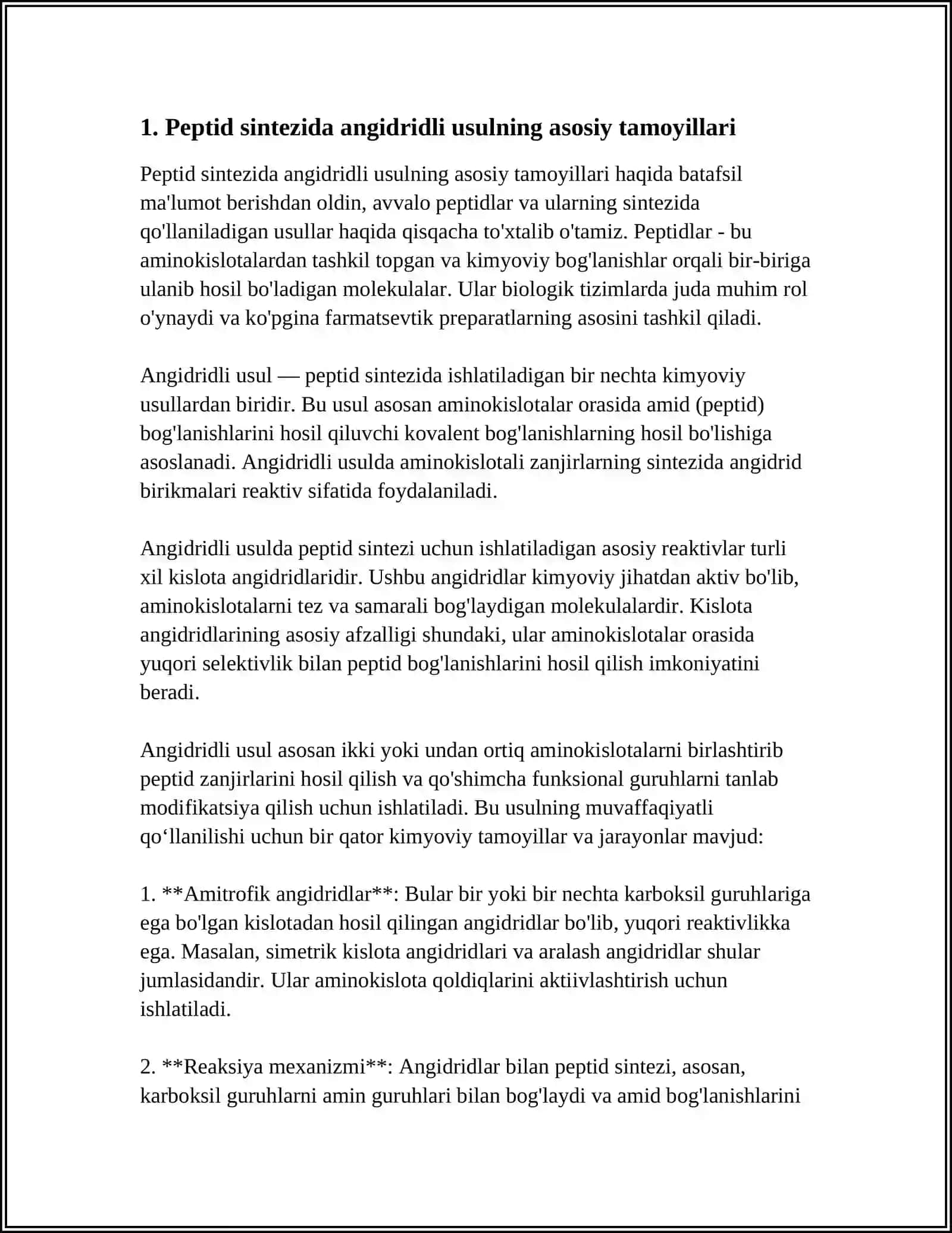 PEPTID SINTEZIDA ANGIDRIDLI USUL 3