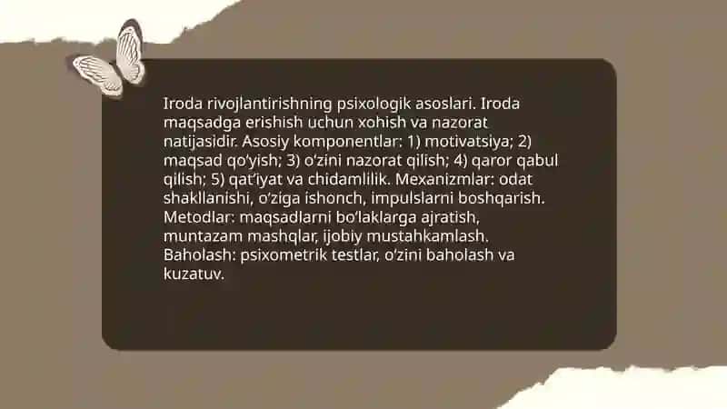 Iroda va irodani mustahkamlovchi psixologik mashg‘ulotlar 3