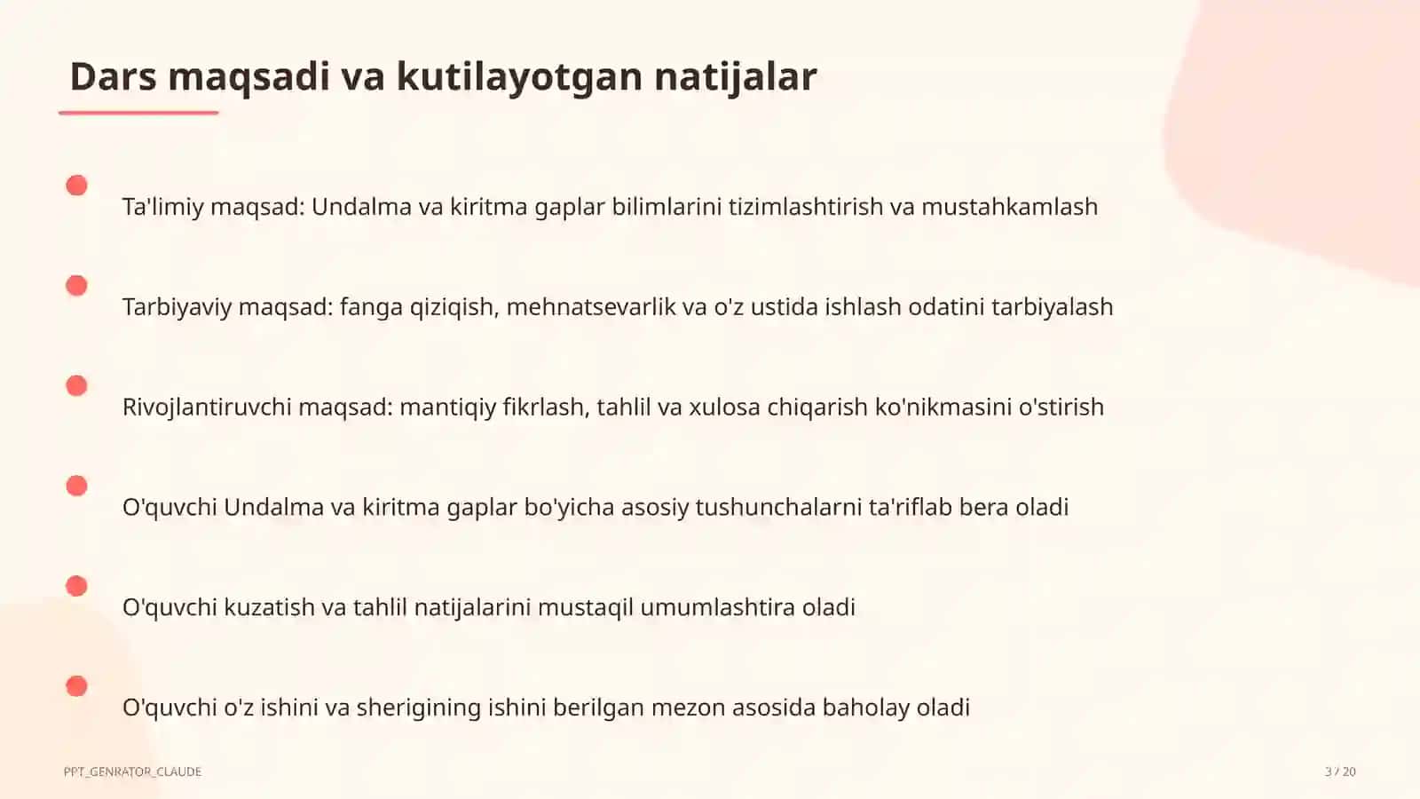 Undalma va kiritma gaplar (8-sinf) 3