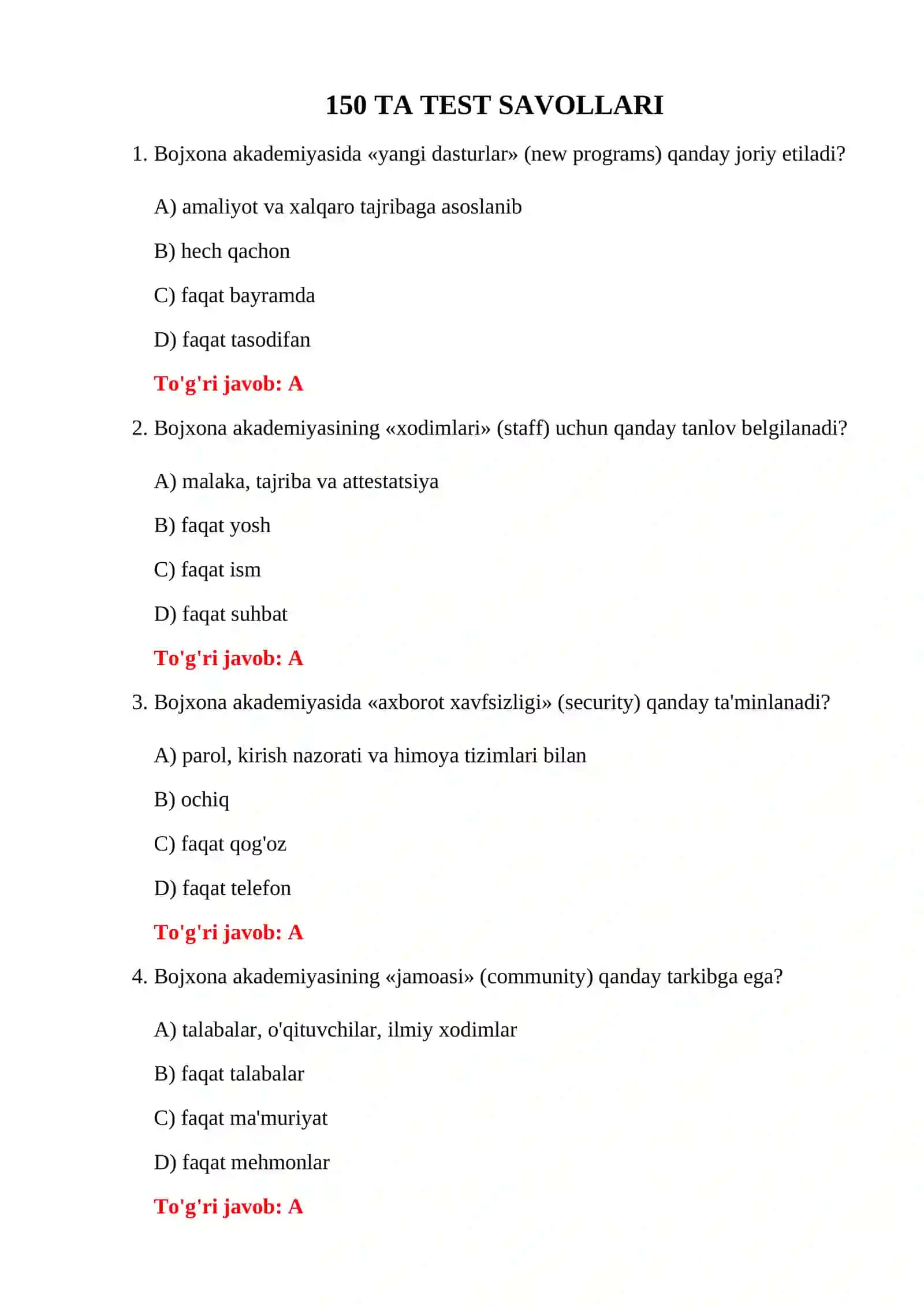 BOJXONA AKADEMIYASI IQ TESTLARI 3